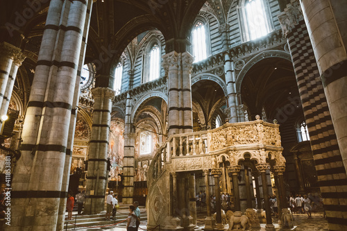 Panoramic view of interior of Siena Cathedral  Duomo di Siena 