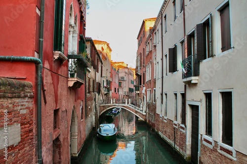 View of hidden canal in an authentic and residential Venice