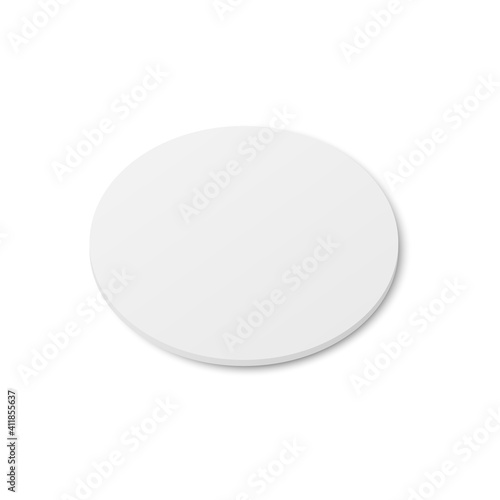 Top view on white blank table coaster realistic vector illustration isolated.