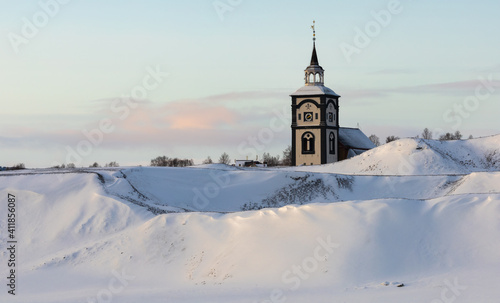 Famous Roros church in winter conditions, Norway