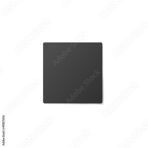 Beer cup coaster, black squared protection paper beermat top view.