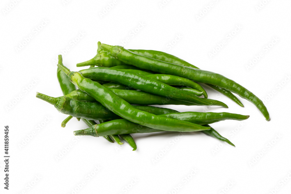 Green hot pepper on a white background Green hot pepper on a white background