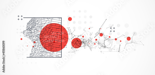 Modern square science or technology elements. Trendy abstract background. Cyberspace surface illustration. Vector.