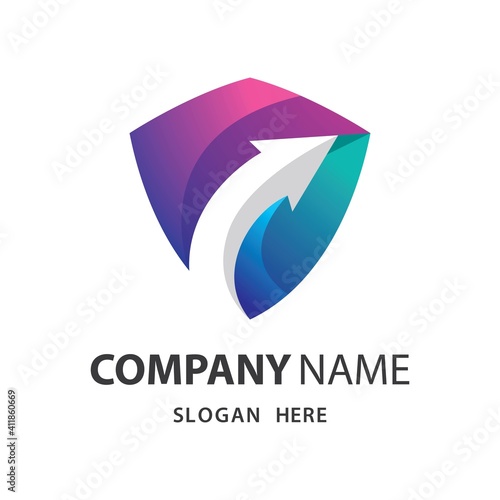 Shield gradient with arrow logo images Free Download Shield gradient with arrow logo images - GFXLoad