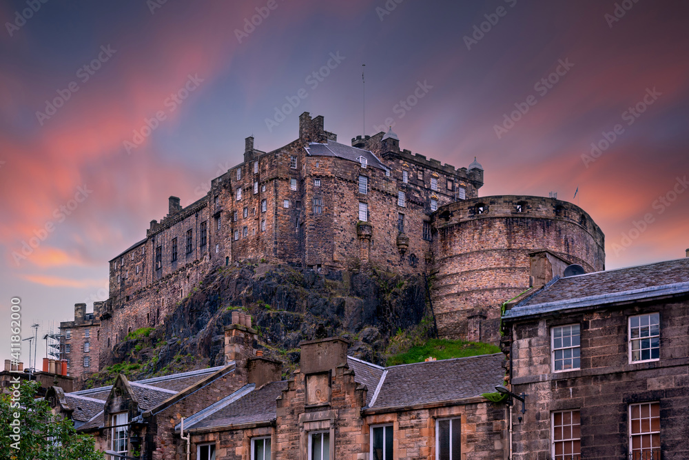 view on Edinburgh Castle from Heriot place, Edinburgh, Scotland, UK