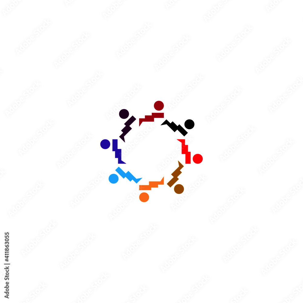 Colorful people together pixels edition - clipart, art, logo, power sign symbol, isolated on white Colorful people together pixels edition - clipart, art, logo, power sign symbol, isolated on white