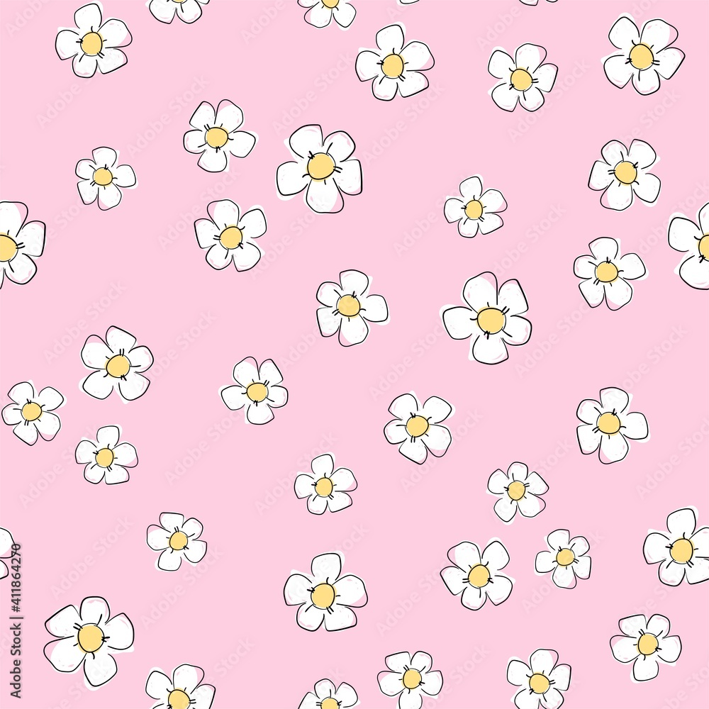 Flowers background print for textile. The drawn beautiful illustration for the fabric. Design ornament pattern seamless. vector illustration Flowers background print for textile. The drawn beautiful illustration for the fabric. Design ornament pattern seamless. vector illustration