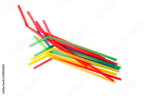 Set of colorful drink straws isolated on white background