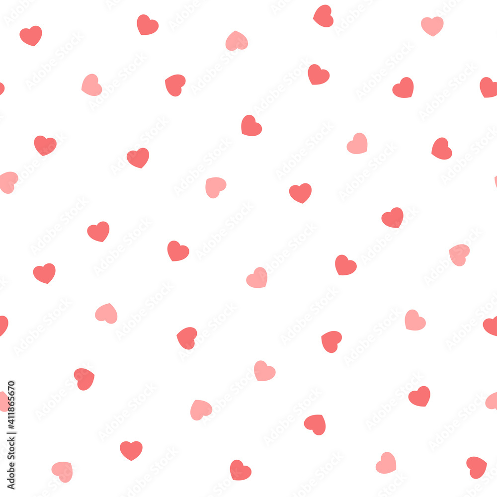 Love Heart Simple Seamless Pattern Valentines Day Background Red