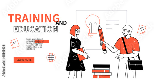 Training and education - line design style web banner