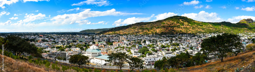 panoramic view of port louis on mauritius island