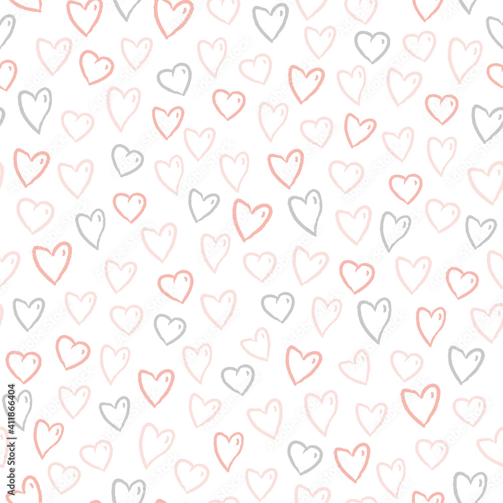 Love Heart Hand Drawn Seamless Pattern Valentines Day Background Peach Love Heart Hand Drawn Seamless Pattern Valentines Day Background Peach