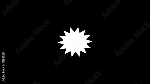 blank white starburst  cartoon on black background