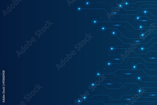 Electronic circuit board close up. Motherboard digital chip. High-tech technology background