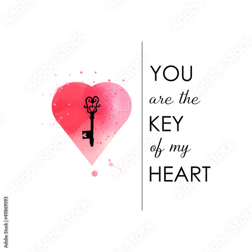 Card illustration about Love. Vector sketch and Quotes