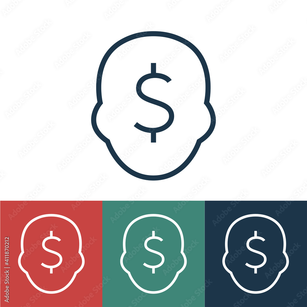 Linear vector icon with monetary thinking Linear vector icon with monetary thinking
