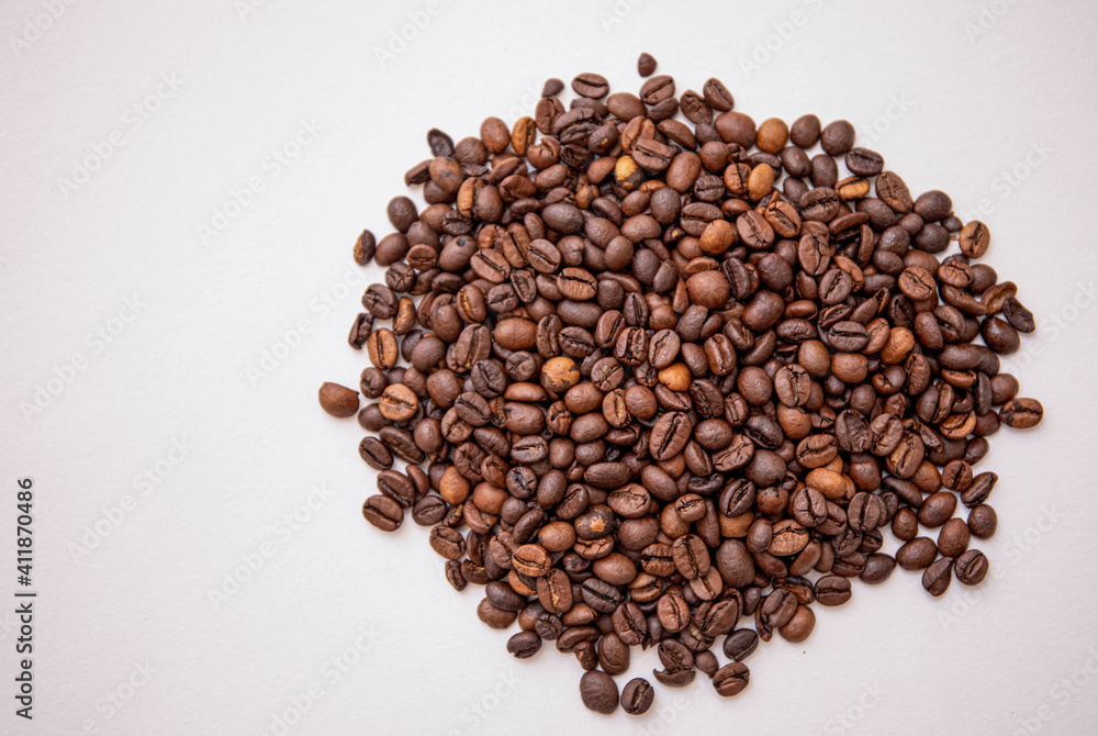 coffee beans on a white background. coffee beans on a white background.