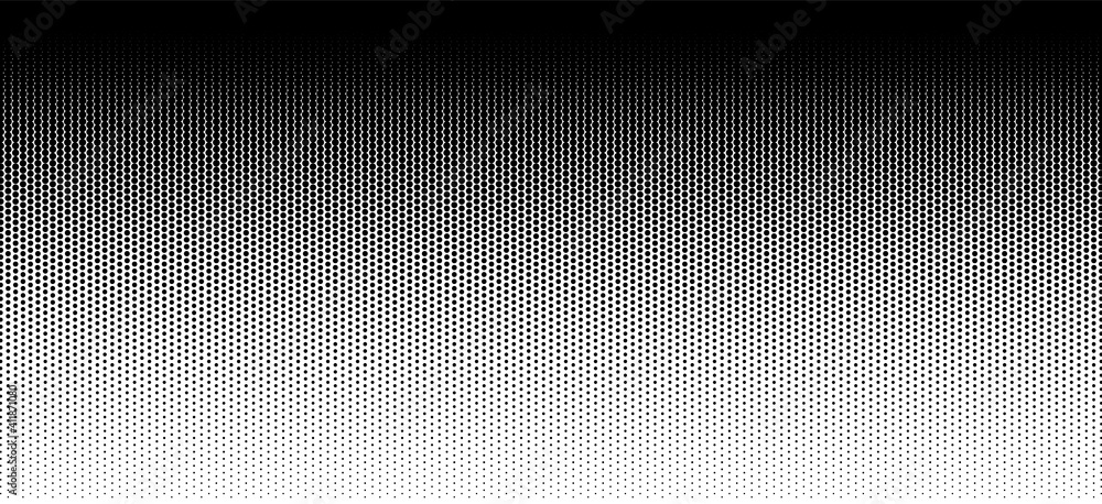Gradient dot pattern. Black halftone texture on white background. Vertical dots in retro art. Graphic abstract geometric background for print. Monochrome rectangle of pop design wallpaper. Vector