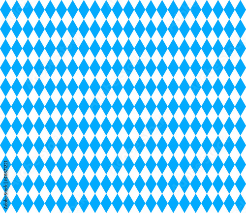 Oktoberfest bavarian pattern. Flag of bavaria. Background for german octoberfest in munich. Texture with white and blue rhombus. Seamless banner for fabric of bayern. Wallpaper and textile. Vector
