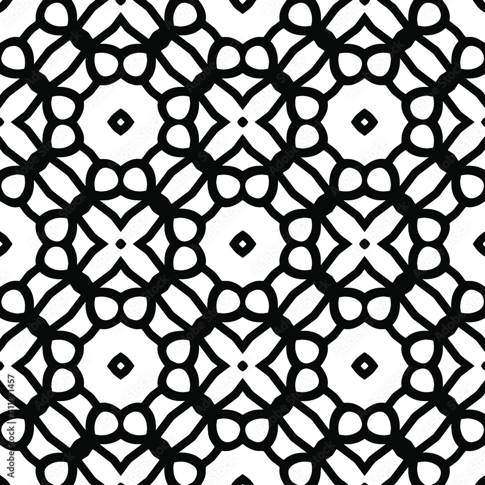 Fototapeta premium Geometric vector pattern with triangular elements. Seamless abstract ornament for wallpapers and backgrounds. Black and white colors.