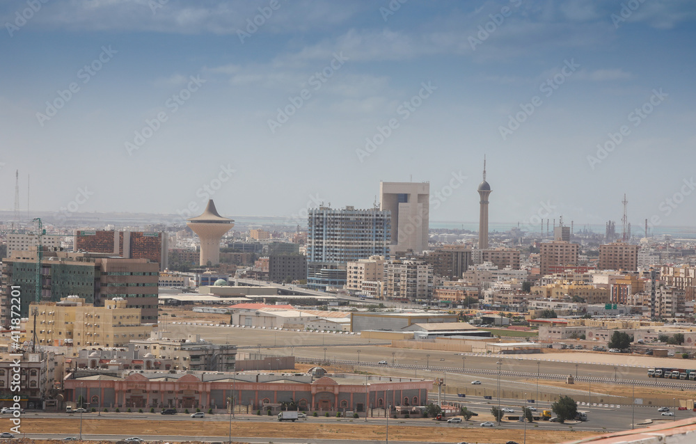 Jeddah, Saudi Arabia, TV Tower, Jeddah Towers, albalad , Landscape, Motorway Road, in March 2020