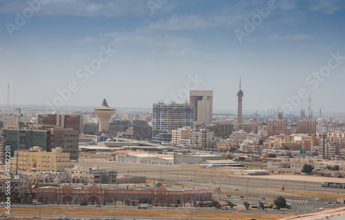 Jeddah, Saudi Arabia, TV Tower, Jeddah Towers, albalad , Landscape, Motorway Road, in March 2020 photo