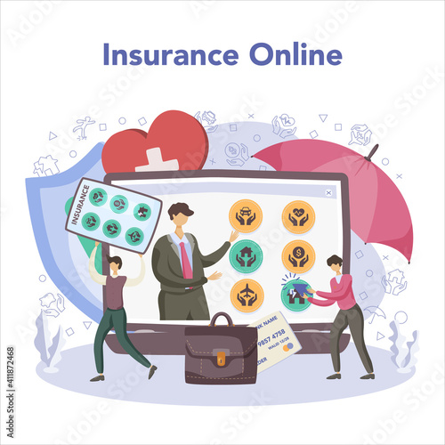Insurance agent online service or platform. Idea of security