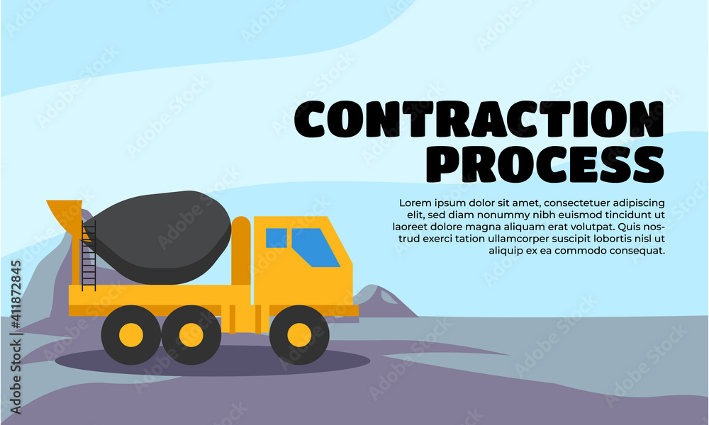 Construction vector illustration trendy banner Construction vector illustration trendy banner