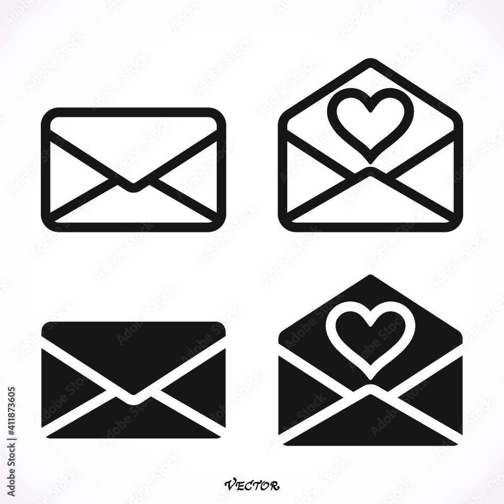 set vector Envelope with Valentine Heart Graphic set vector Envelope with Valentine Heart Graphic