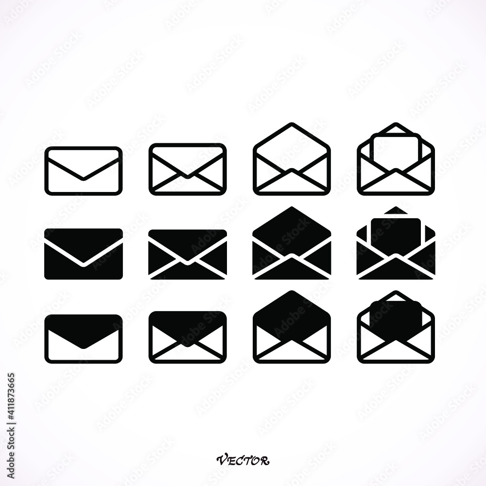 set Mail icon vector, Envelope sign, Email symbol set Mail icon vector, Envelope sign, Email symbol