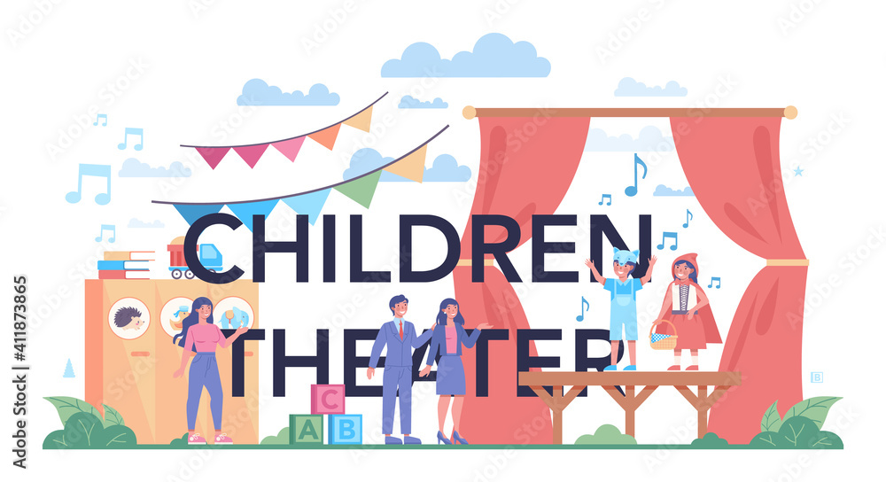 Children theater typographic header. Children creative subject