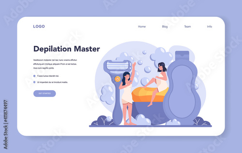 Depilation and epilation web banner or landing page. Hair removal