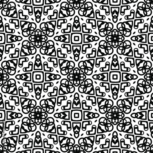 Geometric vector pattern with triangular elements. Seamless abstract ornament for wallpapers and backgrounds. Black and white colors.