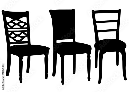 Openwork chairs with backrest included. Vector image.