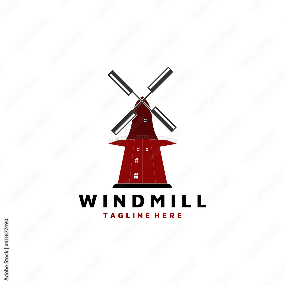 Windmill Icon Vector Illustration on the White Background