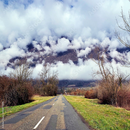 Mesmerising view  road to the clouds  amazing landscape  travel in spring.Beauty of nature concept background.