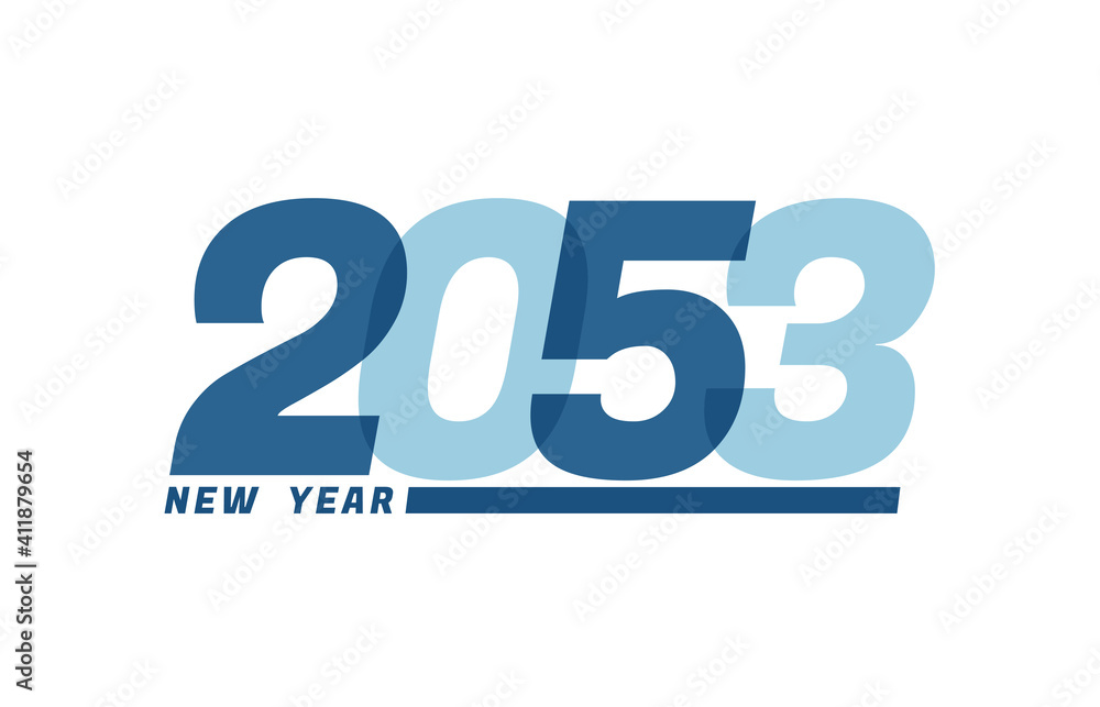 Happy New Year 2053. Happy New Year 2053 text design for Brochure design, card, banner Happy New Year 2053. Happy New Year 2053 text design for Brochure design, card, banner