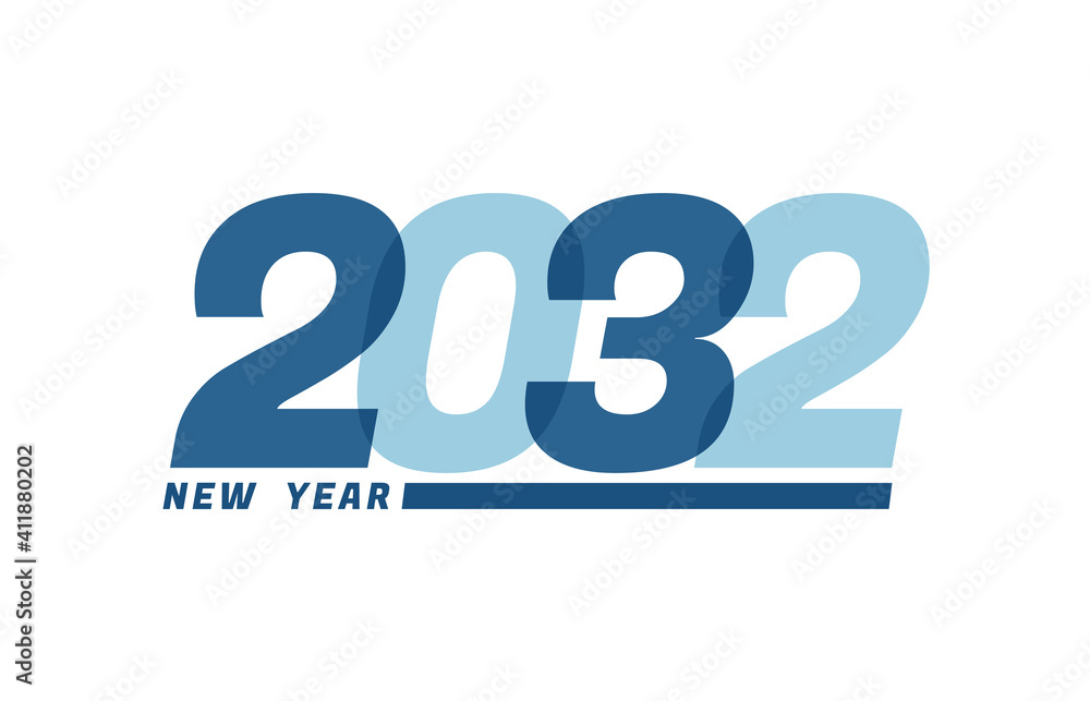 Happy New Year 2032. Happy New Year 2032 text design for Brochure design, card, banner Happy New Year 2032. Happy New Year 2032 text design for Brochure design, card, banner
