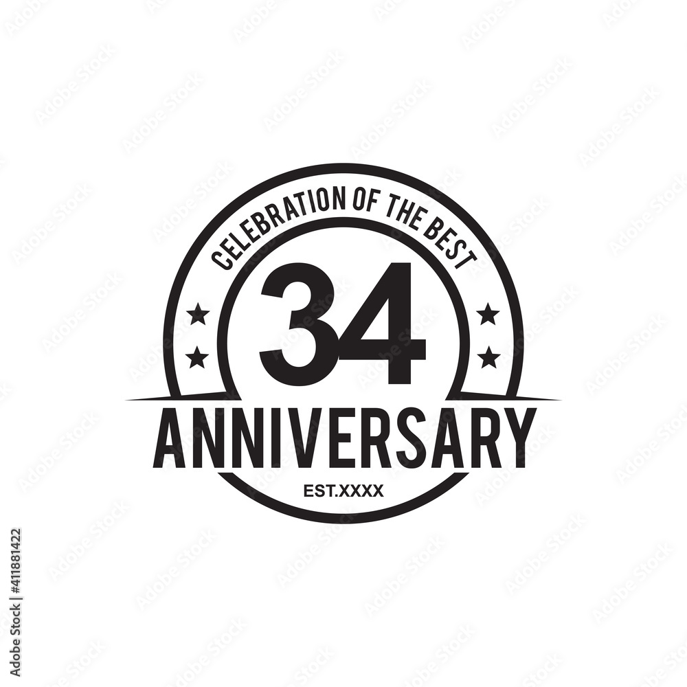 Obraz premium 34th year celebrating anniversary logo design template