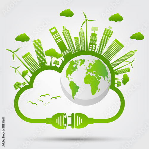 Energy ideas save the world concept Power plug green ecology