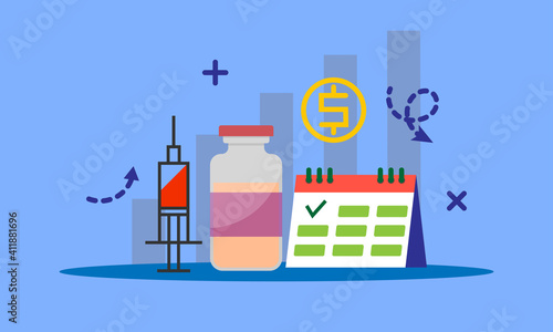 Vector flat design of covid-19 vaccine medicine