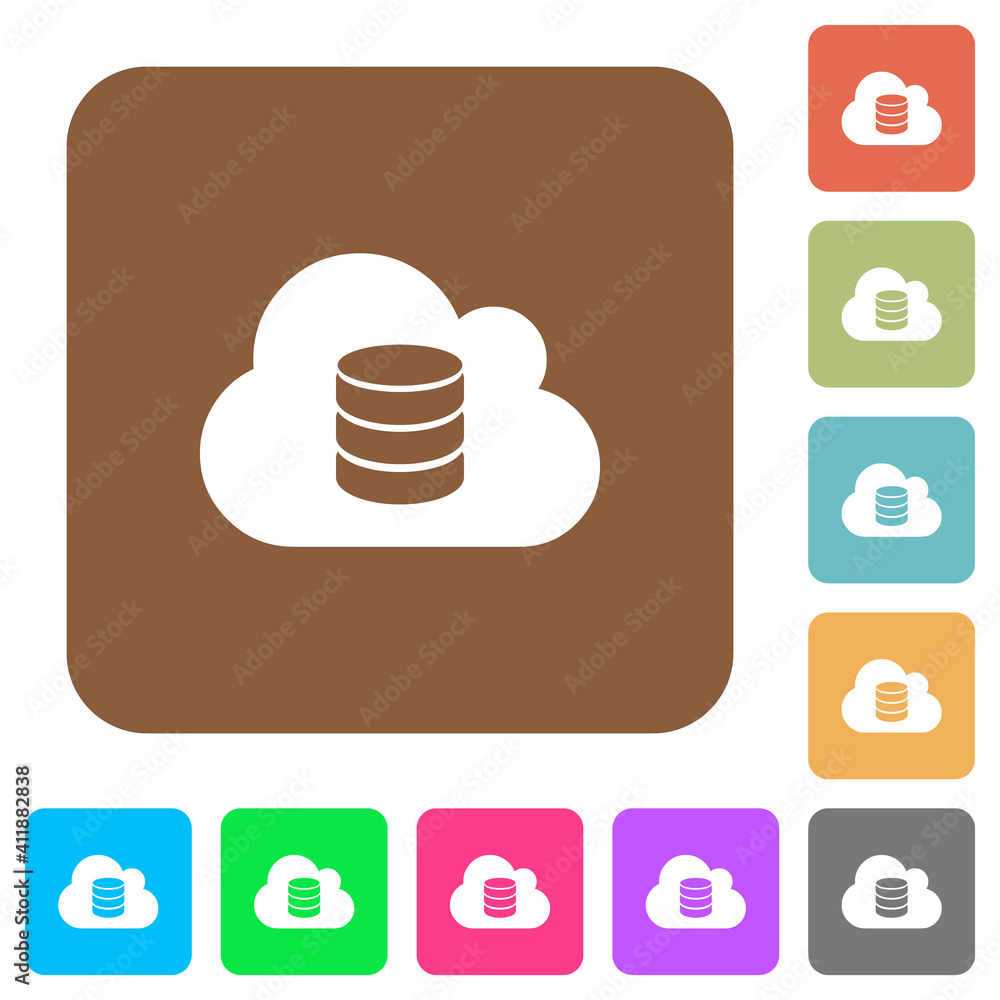 Cloud database rounded square flat icons Cloud database rounded square flat icons