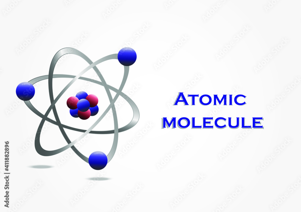 Molecular model of the atom Abstract molecular shapes reflect light and refract light separately on white background. Vector illustration Molecular model of the atom Abstract molecular shapes reflect light and refract light separately on white background. Vector illustration