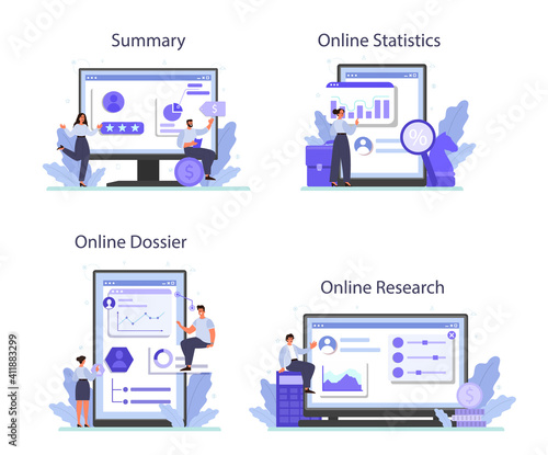 Employee assessment online service or platform set. Employee evaluation