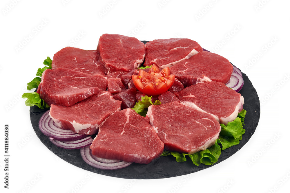 Fresh raw meat isolated on white background Fresh raw meat isolated on white background
