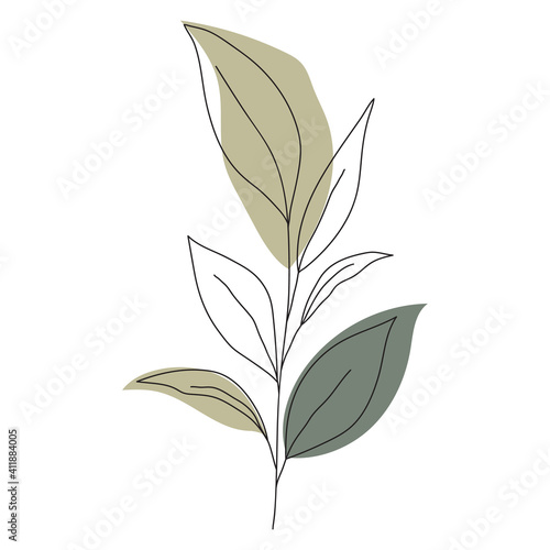 Palm leaf line art. Contour drawing. Minimalism art. Modern decor. Wall art.