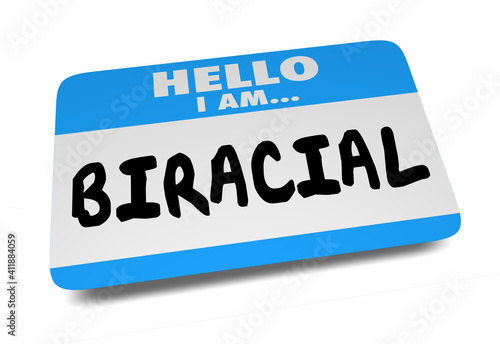 Hello I Am Biracial Nametag Sticker Diversity Inclusion Mixed Race 3d Animation
