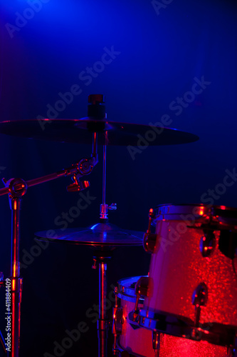 Drums in concert - on stage - in LED lights