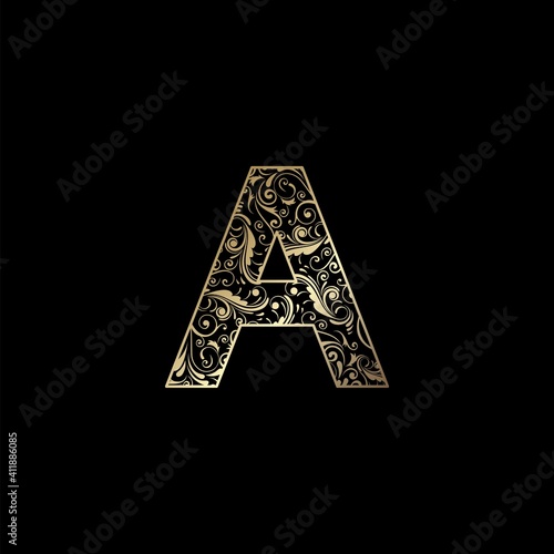 Ornate Letter A Logo icon, elegant monogram luxury letter logo vector design