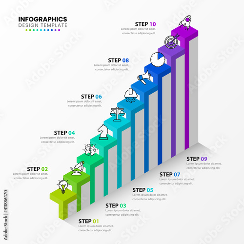 Infographic design template. Creative concept with 10 steps